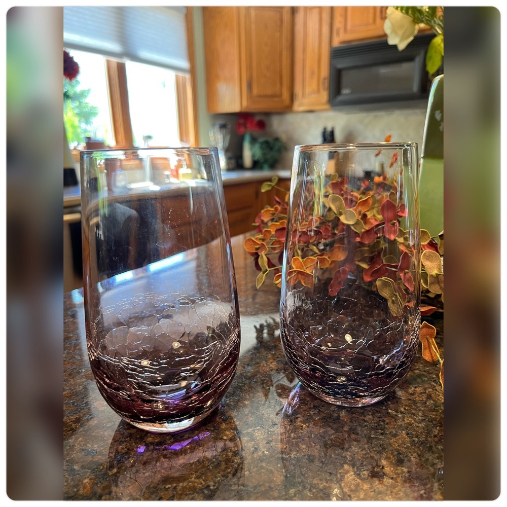 Pier 1-Amethyst Crackle Tumblers-Set of Four-Remarkable!!! - Picture 2 of 7